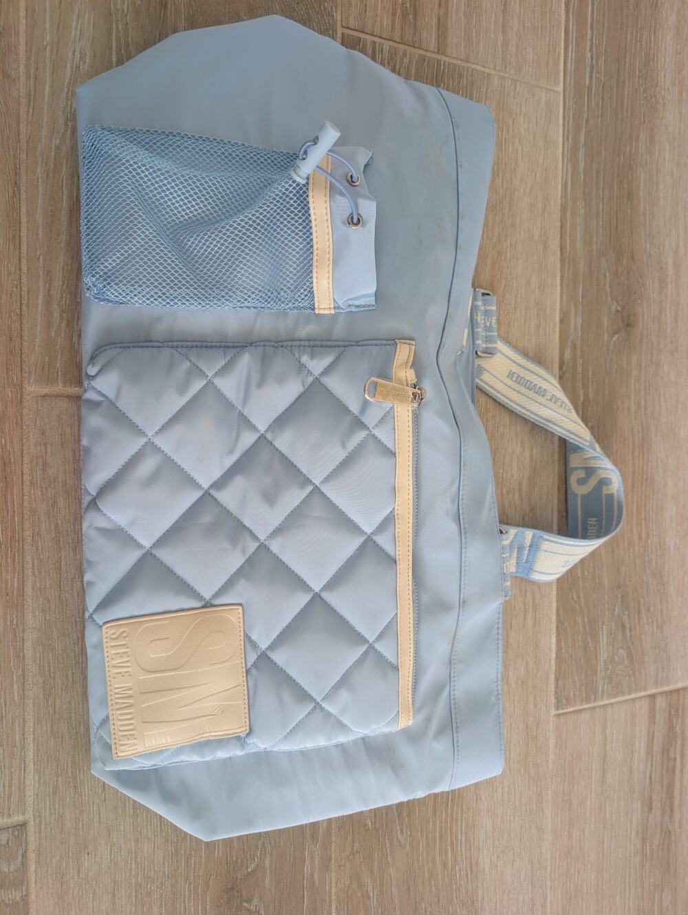 Steve Madden SM Blue Travel Tote Bag Large Shoulder Shopping, Beach Gym. Bag